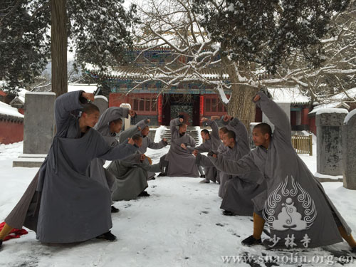 少林寺武僧雪中精进练功