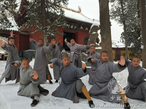 少林寺武僧雪中精进练功